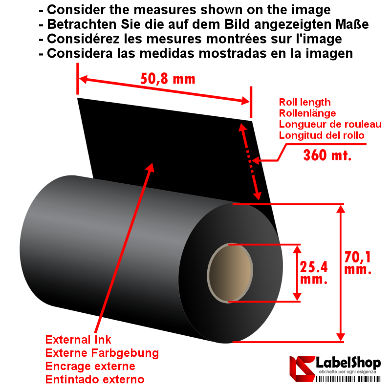 Wax thermal transfer shop ribbon