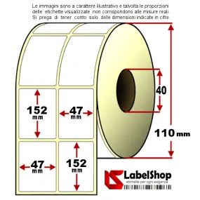 Roll of 800 adhesive labels mm 47x52 Thermal 2 tracks core 40