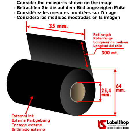 Ruban carbon graphique en polyammide à transfer thermique à base de résin ou cire 