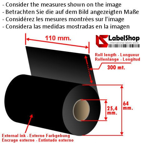 Wax carbon graphic tape roll for thermal transfer printing on polyamide and Satin