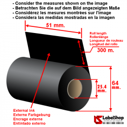 Ruban carbon graphique en polyammide à transfer thermique à base de résin ou cire