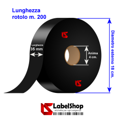 Satinband schwarz auf Rolle für Textiletiketten, Zusammenstellungen und Pflegesymbole