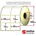 Roll of 6000 adhesive labels mm 35x15 Thermal 2 tracks core 40