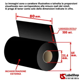 Carbonband 80x300 Wachsharz-Thermotransfer Polyamid Satinrolle