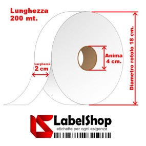 Cinta de poliamida de 20 mm x 200 m para etiquetas textiles.