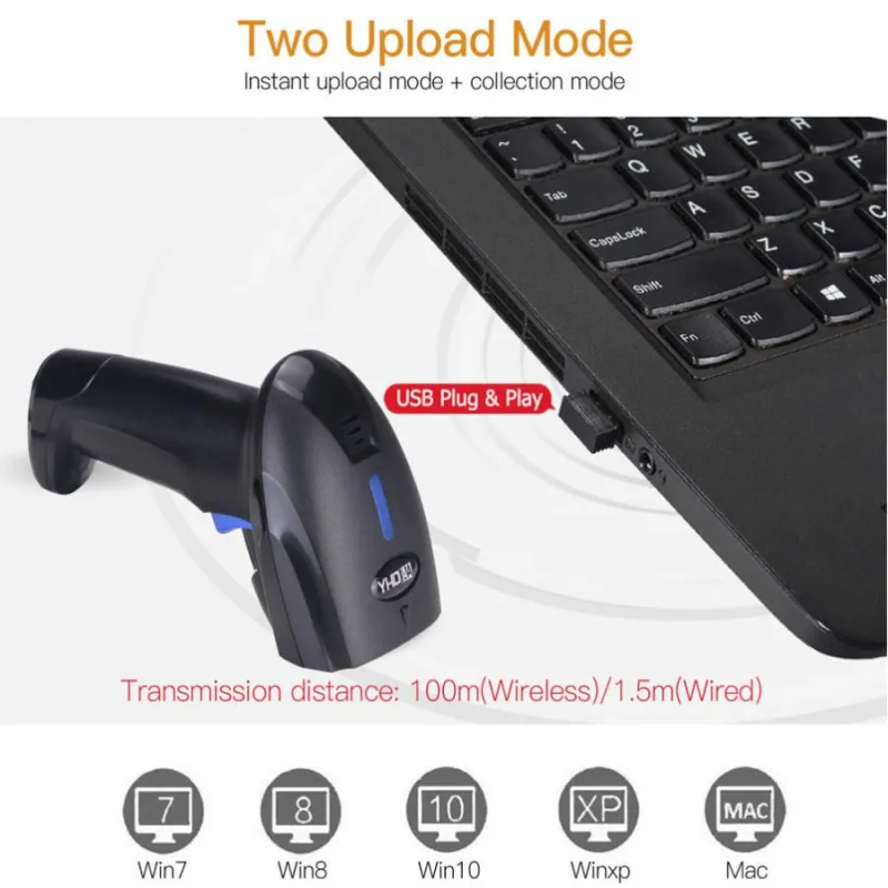 Scanner laser 1D pour la lecture de codes-barres - Lecteur de codes-barres USB et Wi-Fi