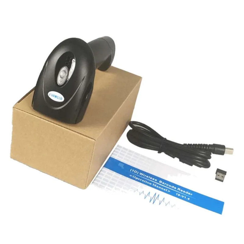 2D CCD Scanner for reading barcodes and QR codes, both wired and wireless.