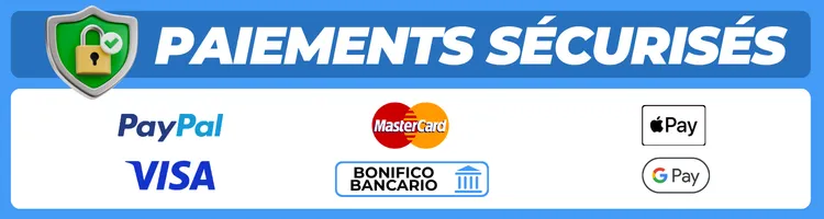 Paiements sécurisés - Nous acceptons les cartes bancaires, PayPal et les virements bancaires.